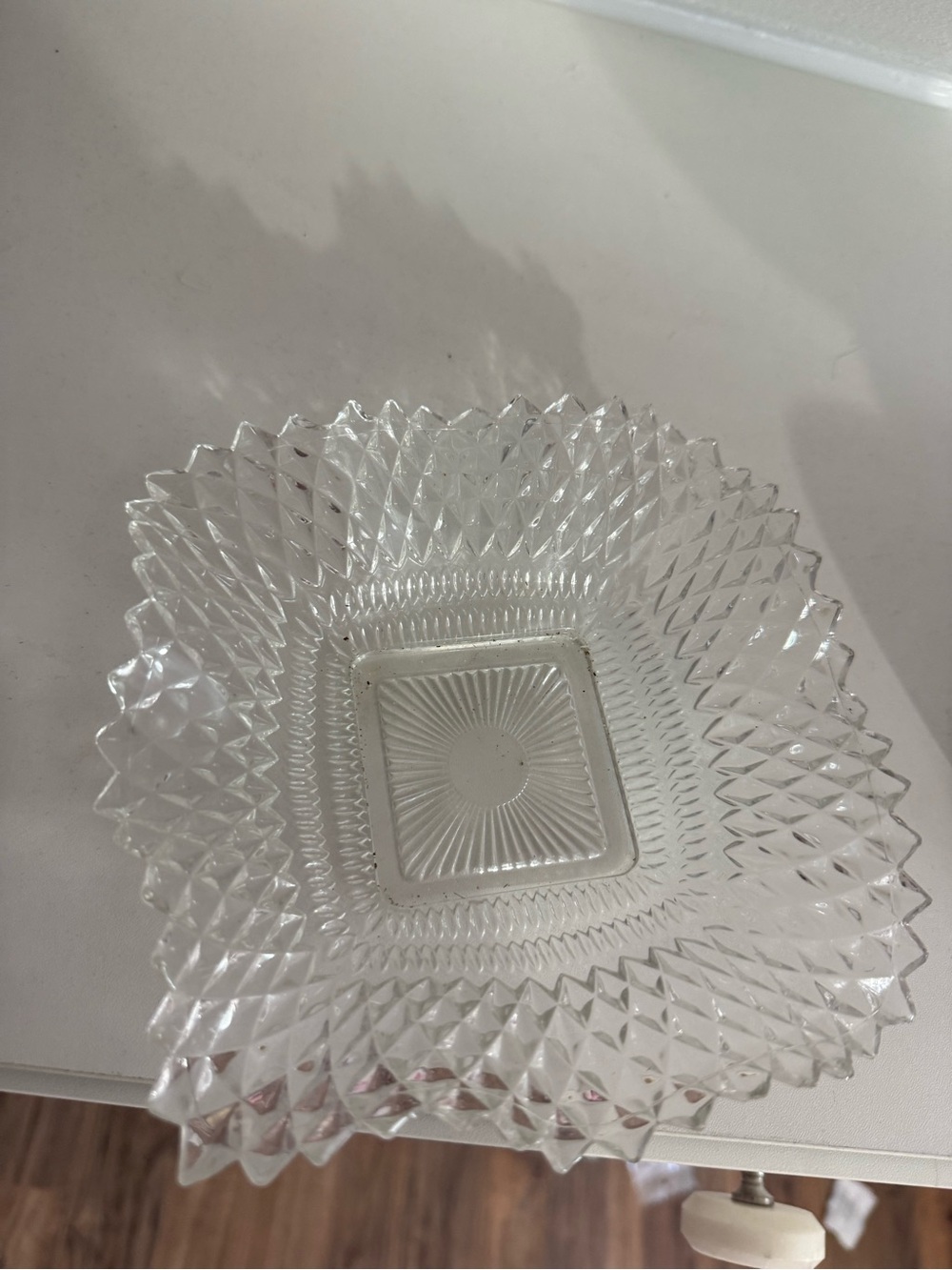 Clear Cut Glass Serving Bowl - Transparent